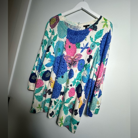 Talbots Soft Knit Butterflies Floral Back Button Up Cardigan Colorful Size 1X - Picture 9 of 14